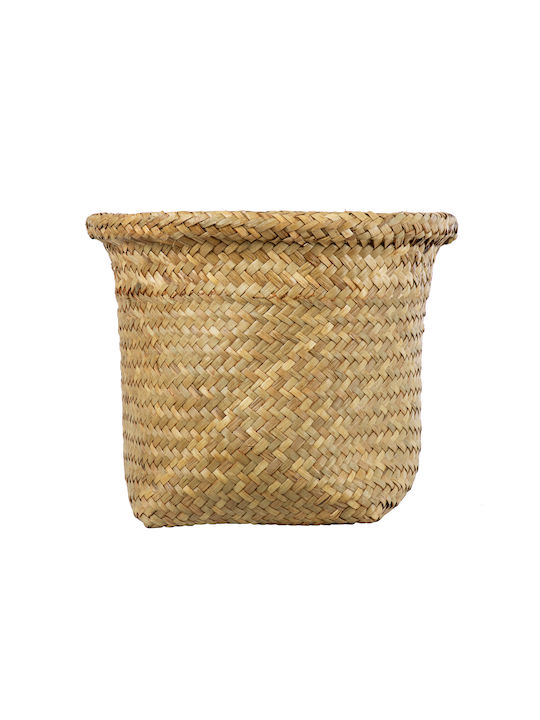 GloboStar Cecilia Übertopf Korbweide Beige mit Gestell 24x24x24εκ.