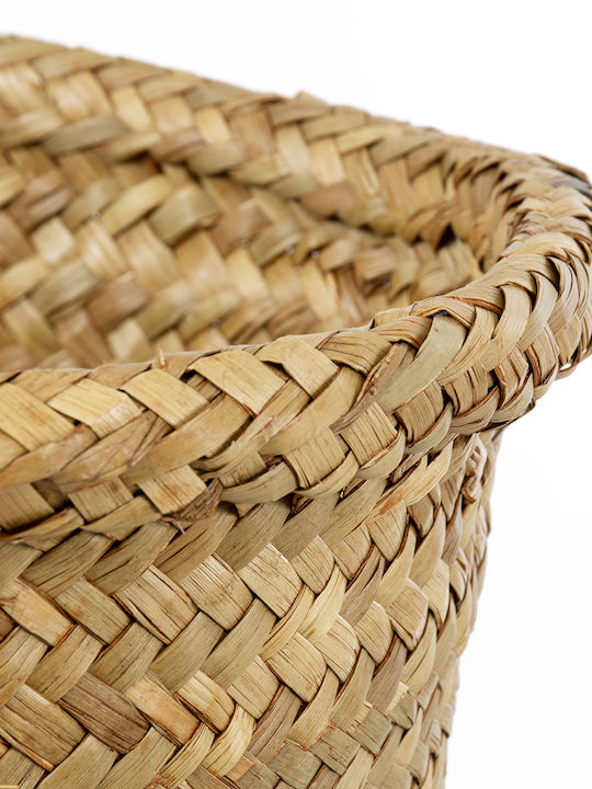 GloboStar Cecilia Übertopf Korbweide Beige mit Gestell 24x24x24εκ.