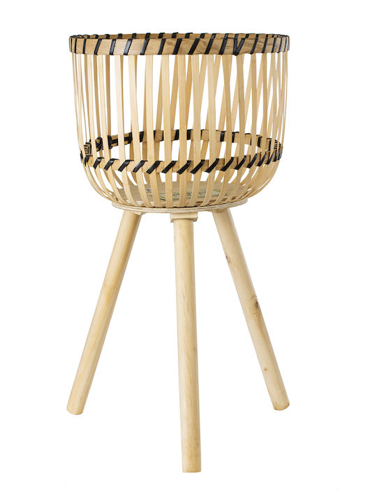GloboStar Artificial Garden Folegandros Planter Wicker Beige with Stand 32x32x59cm.