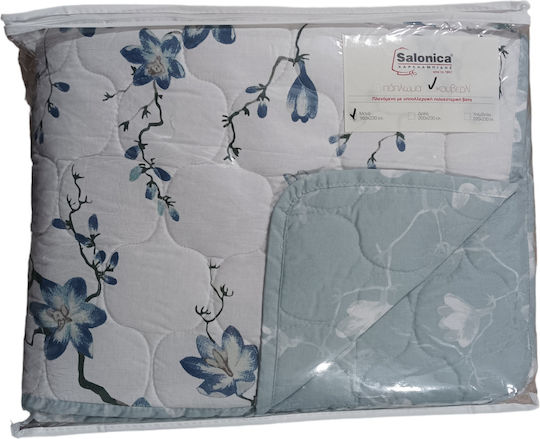 Charalambidis Textiles Бадемово дърво Покривало Единично от Памук & Полиестер Светлосин 160x230см