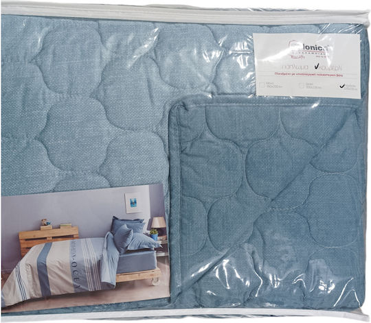 Charalambidis Textiles Компас Покривало Кингсайз от Памук & Полиестер Син 220x230см
