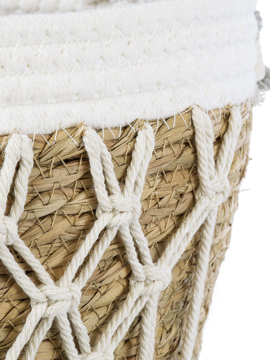 GloboStar Artificial Garden Sardinia Planter Macrame Beige with Stand 25x25x20cm.