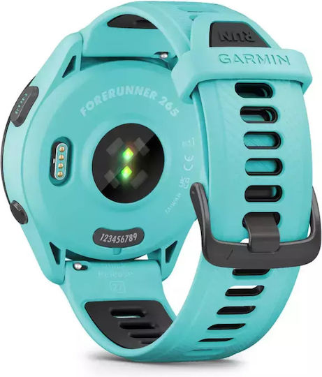Garmin Forerunner 265 46mm Waterproof Smartwatch with Heart Rate Monitor (Aqua/Black)