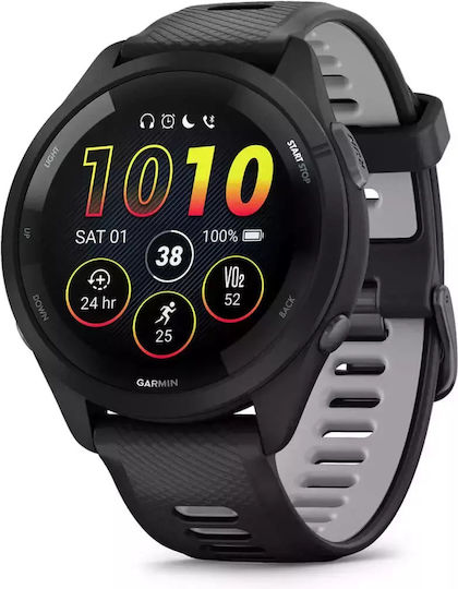 Garmin Forerunner 265 46mm Waterproof Smartwatch with Heart Rate Monitor (Black/Powder Gray)
