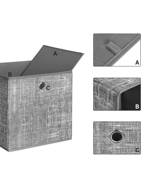 Songmics Fabric Storage Box with Lid Gray 30x30x30cm 6pcs