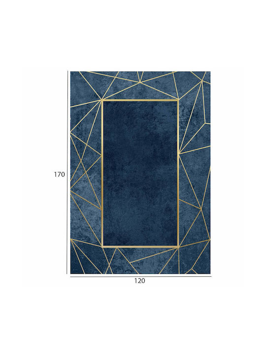 HomeMarkt Josiane Rug Rectangular with Fringes Blue / Gold