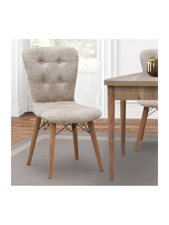 Palmira Dining Room Fabric Chair Beige 47x44x88cm