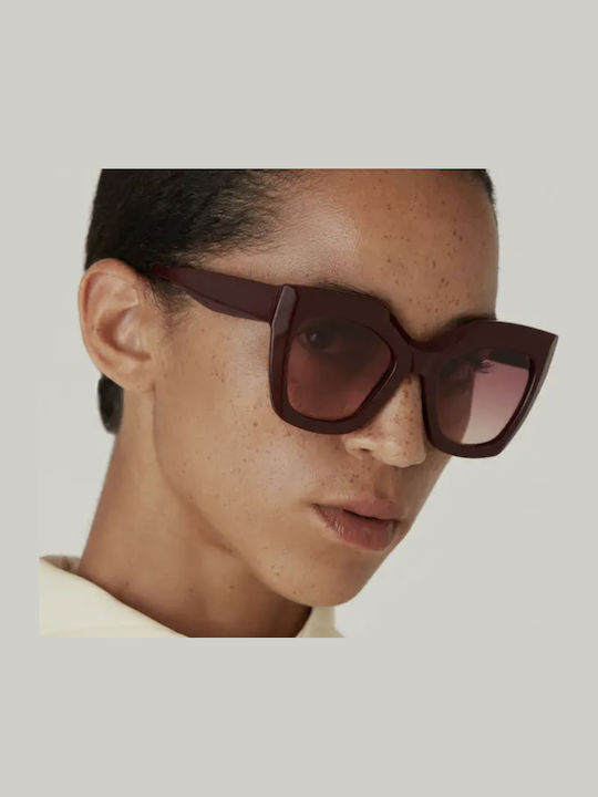 Gigi Barcelona Gigi Women's Sunglasses with Burgundy Plastic Frame and Burgundy Gradient Lens 6754/6