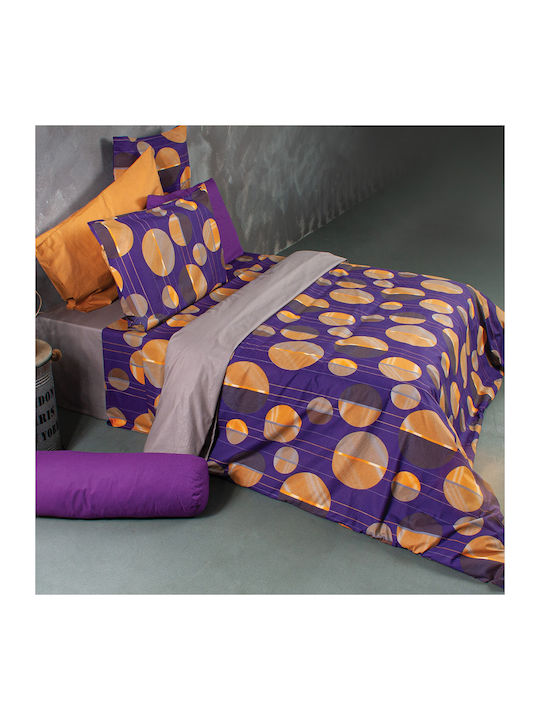 SB Home Παπλωματοθήκη Βαμβακερή Υπέρδιπλη 230x250 Gliter Μωβ