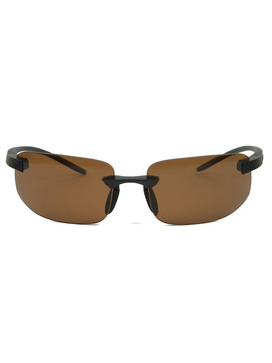 Serengeti Men's Sunglasses with Black Metal Frame and Brown Lenses 552005