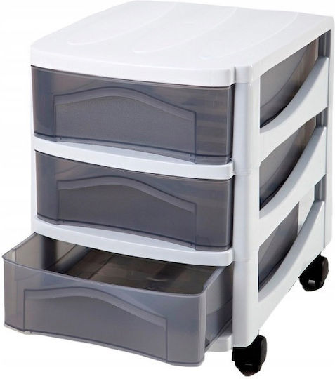 Plastic Office Drawer with Wheels White 30x40x40cm