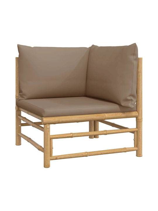 Two-Seater Sofa Outdoor Bamboo with Pillows 110x69x65cm