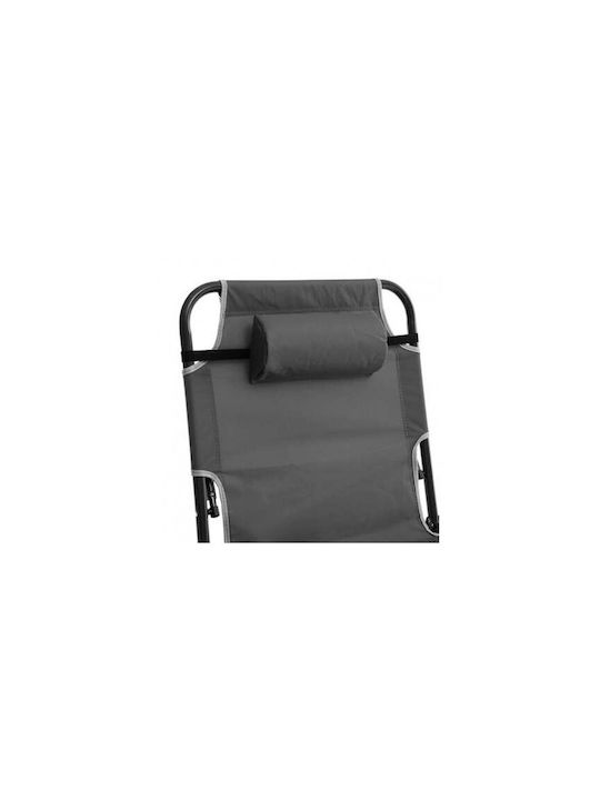 Șezlong Metalic Neka cu Material Textilene Gri 172x55x27cm Șezlong Metalic Neka cu Material Textilene Gri 172x55x27cm