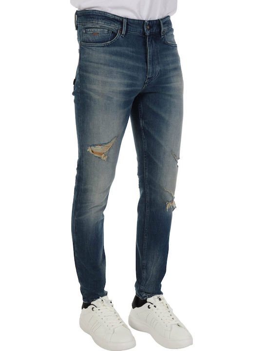 Pantaloni De Blugi Pentru Bărbați Slim Tapered Fit Albastru