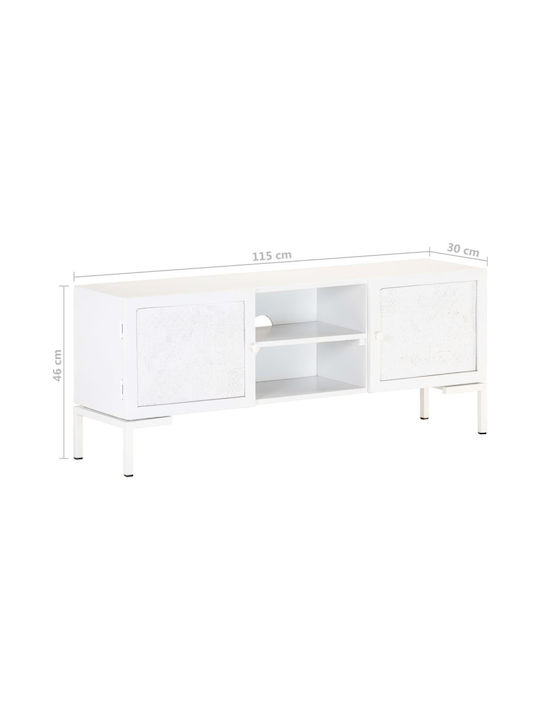 TV Stand from Solid Wood White L115xW30xH46cm