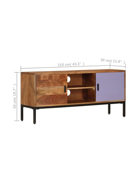 TV Stand from Solid Wood Brown L110xW30xH50cm