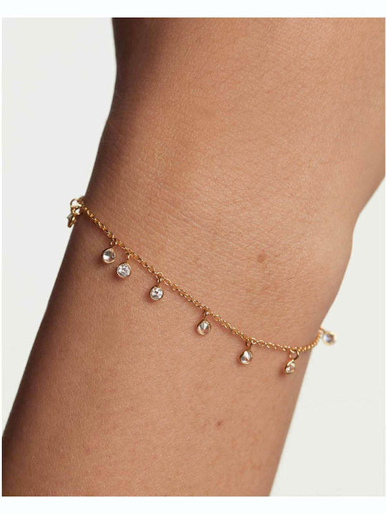 P D Paola Bracelet Chain made of Silver Gold Plated with Zircon