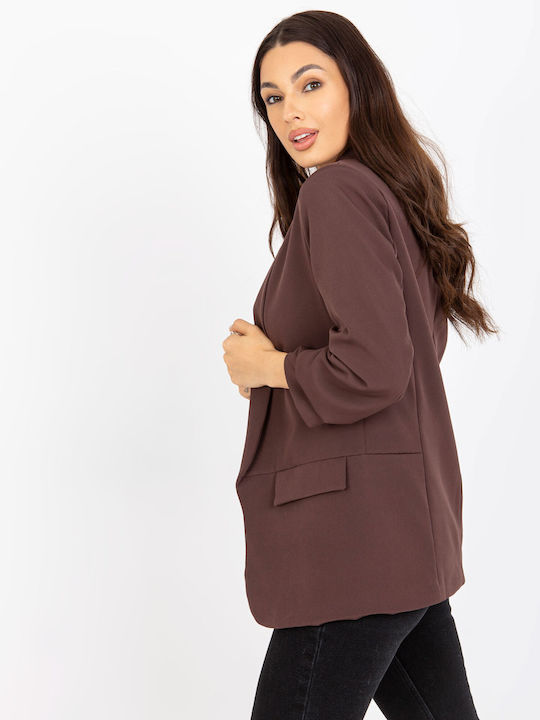 Och Bella Long Women's Blazer Dark Brown