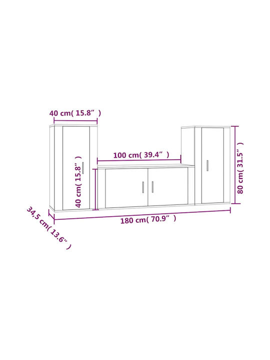 Wohnzimmer TV-Einheit Weiß L40xB34.5xH80cm