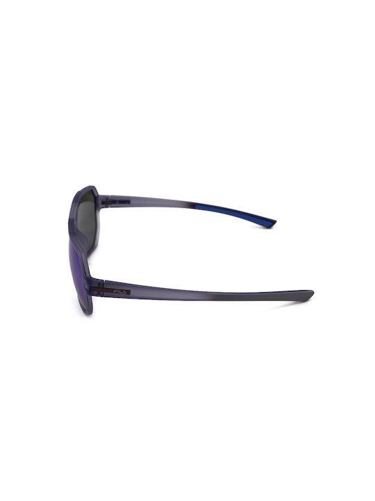 FILA Men's Sunglasses with Navy Blue Acetate Frame and Blue Mirrored Lenses