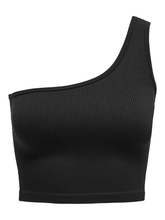 Gwen Γυναικείο Καλοκαιρινό Crop Top Off-Shoulder με έναν Ώμο Μαύρο