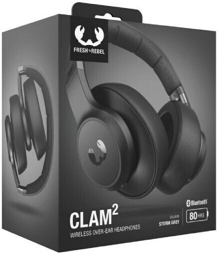 Fresh 'n Rebel Clam Wireless / Wired On Ear Headphones with 30 hours of Operation Storm Grey