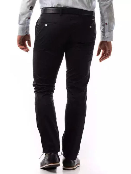 Monte Napoleone 61-3450-6112 Pantaloni pentru bărbați Chino Elastice cu Croială Slim Albastru marin 231-61-3450-6112-6