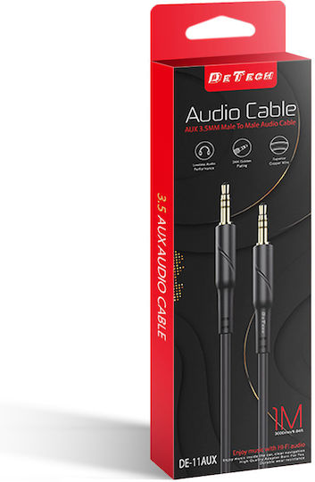 Καλώδιο Ήχου 3.5mm male - 3.5mm male Μαύρο 1m με Επίχρυσους Ακροδέκτες 40277