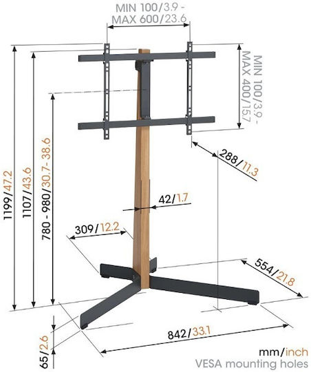 Vogel's TVS 3695 TVS 3695 TV Mount Floor up to 77" and 50kg Black