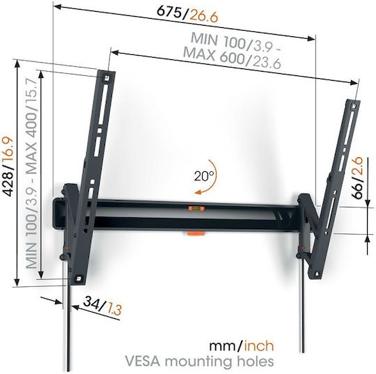 Vogel's TVM 3613 Βάση Τηλεόρασης Τοίχου έως 77" και 35kg