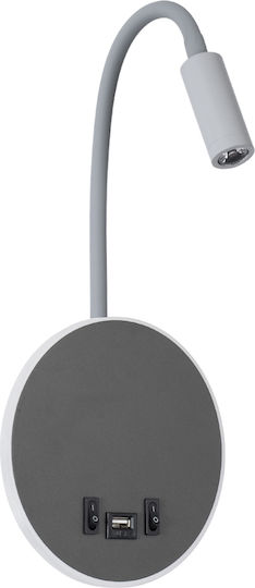 GloboStar Goose Модерен Осветително тяло За стена с вграден LED Сив 15.5x30.5см.