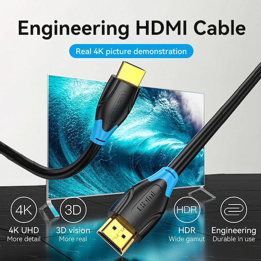 Vention HDMI 2.0 Premium High Speed 4K 60Hz HDR Cable HDMI Male - HDMI Male 5m Black