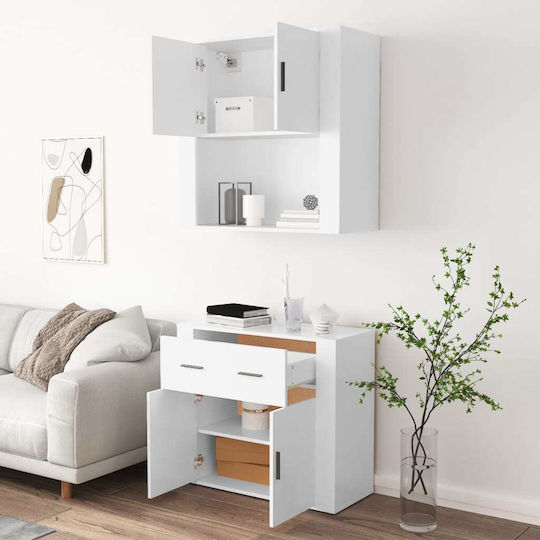 Wooden Office Cabinet White 80x33x70cm