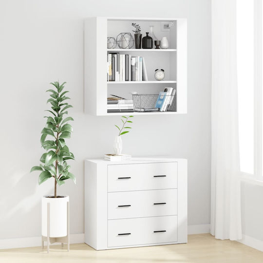 Office Storage Cabinet Wooden White 80x33x70cm