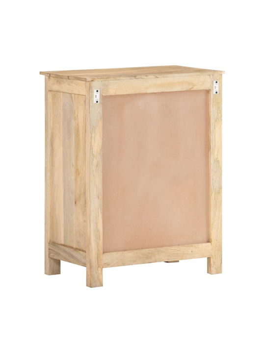 Sideboard made of Solid Wood & Metal Beige 60x35x75cm