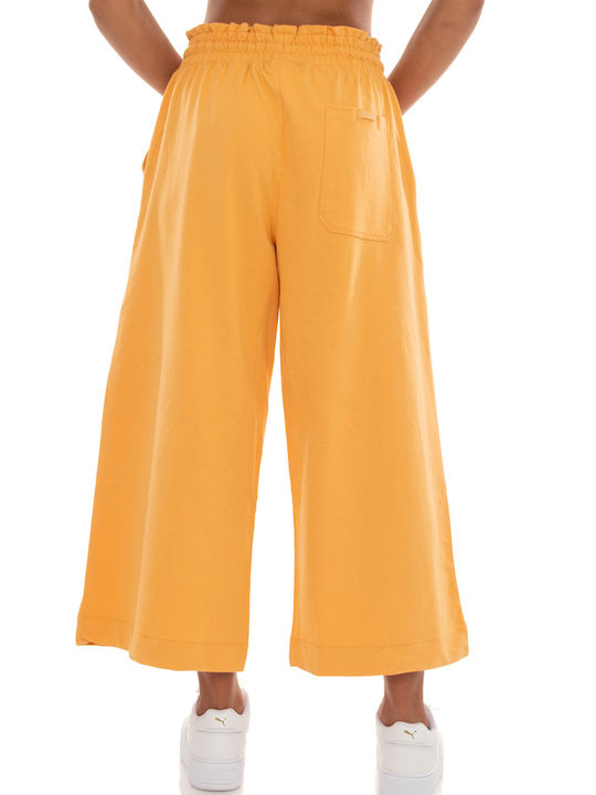 Be:Nation Women's Cotton Trousers in Wide Line Orange
