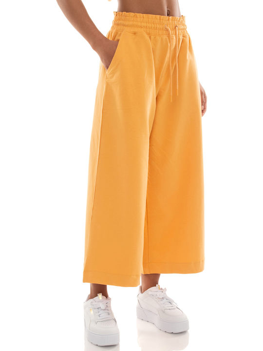 Women's Fabric Trousers in Wide Line Orange