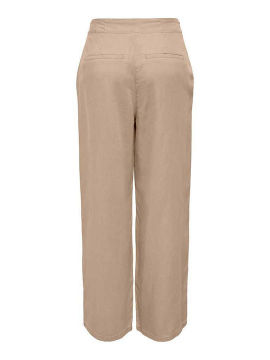Only 15287485 Damen Stoff Palazzohose Loose Fit Beige