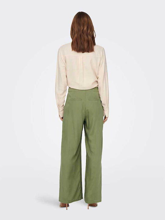 Only Women's Fabric Trousers in Loose Fit Green
