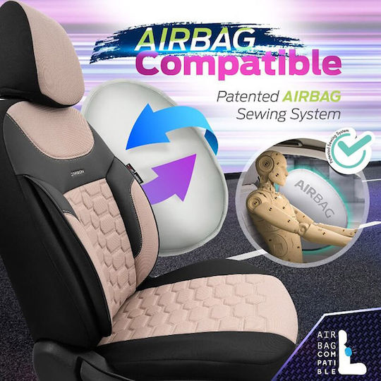 Otom Set Autositzbezüge 11Stück Kunstleder Beige