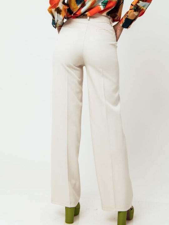 Freestyle Women's Fabric Trousers Flare Light Beige