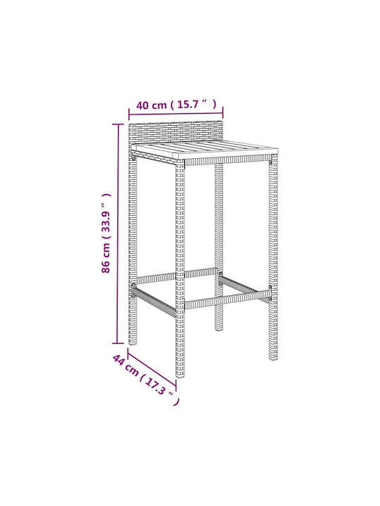 Wooden Bar Stool for Outdoor Use Gray 4 Pieces 40x44x86cm
