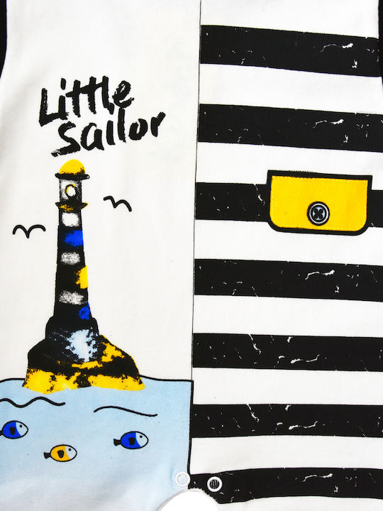 Baby Shorts Kurzarm Kurzarm Weiß/Dunkelblau "Little Sailor"