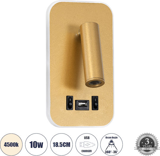 GloboStar LADY-O Single Built-In Led Natural White Spot in Gold Colour