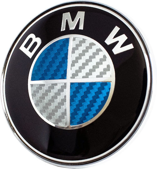 Carner Car Brand Logo Hood for Bmw BMW Badge Carbon Blue - White Small 73mm