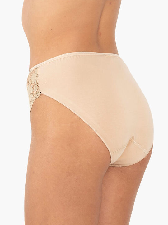 A.A UNDERWEAR Cotton Women's Slip with Lace Beige