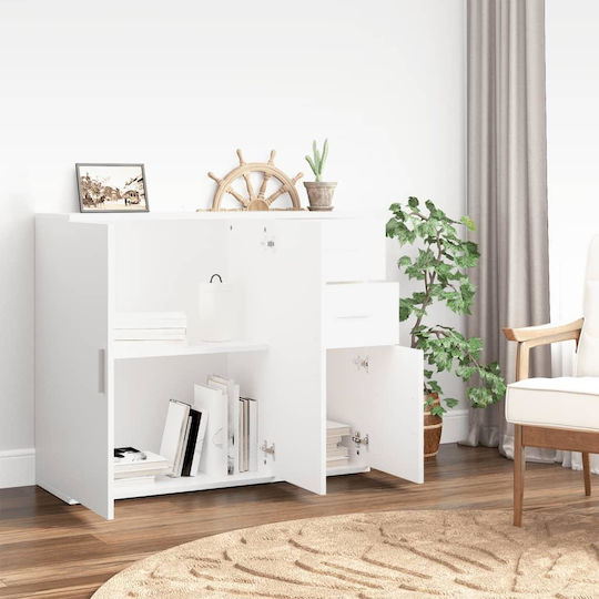 Sideboard Wooden with Drawers White 91x29.5x75cm