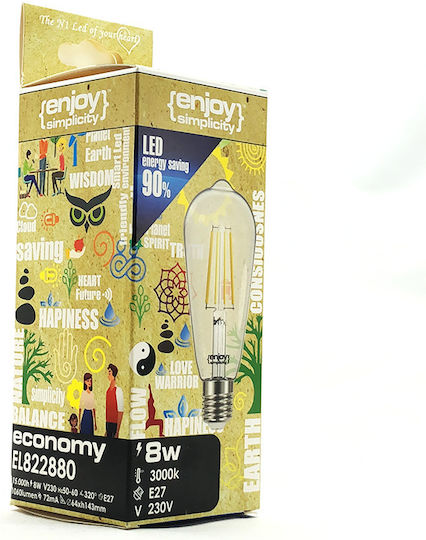 Elvhx Λάμπα LED 4W για Ντουί E27 και Σχήμα ST64 Θερμό Λευκό 470lm