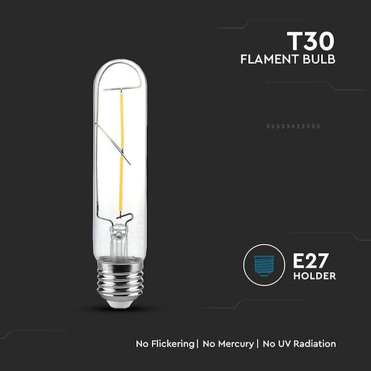 V-TAC LED-Lampe 2W 300mm für Fassung E27 und Form T30 Warmes Weiß 200lm