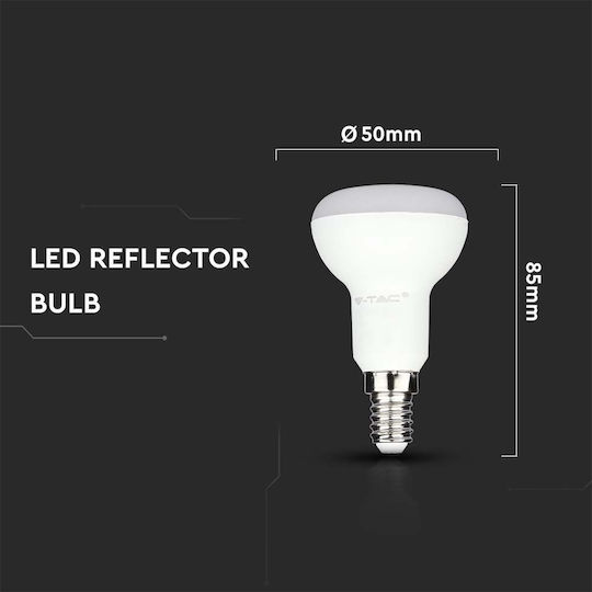 V-TAC LED Bulb 4.8W 85mm for Socket E14 and Shape R50 Natural White 470lm